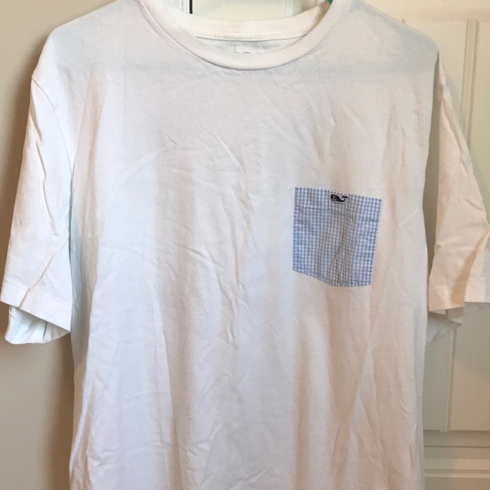 Vineyard Vines White with Seersucker Pocket Tee